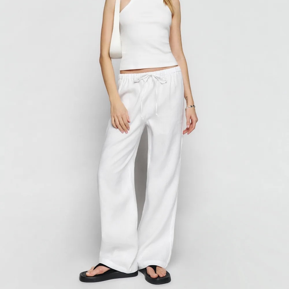 Reformation White Wide-Leg Pants